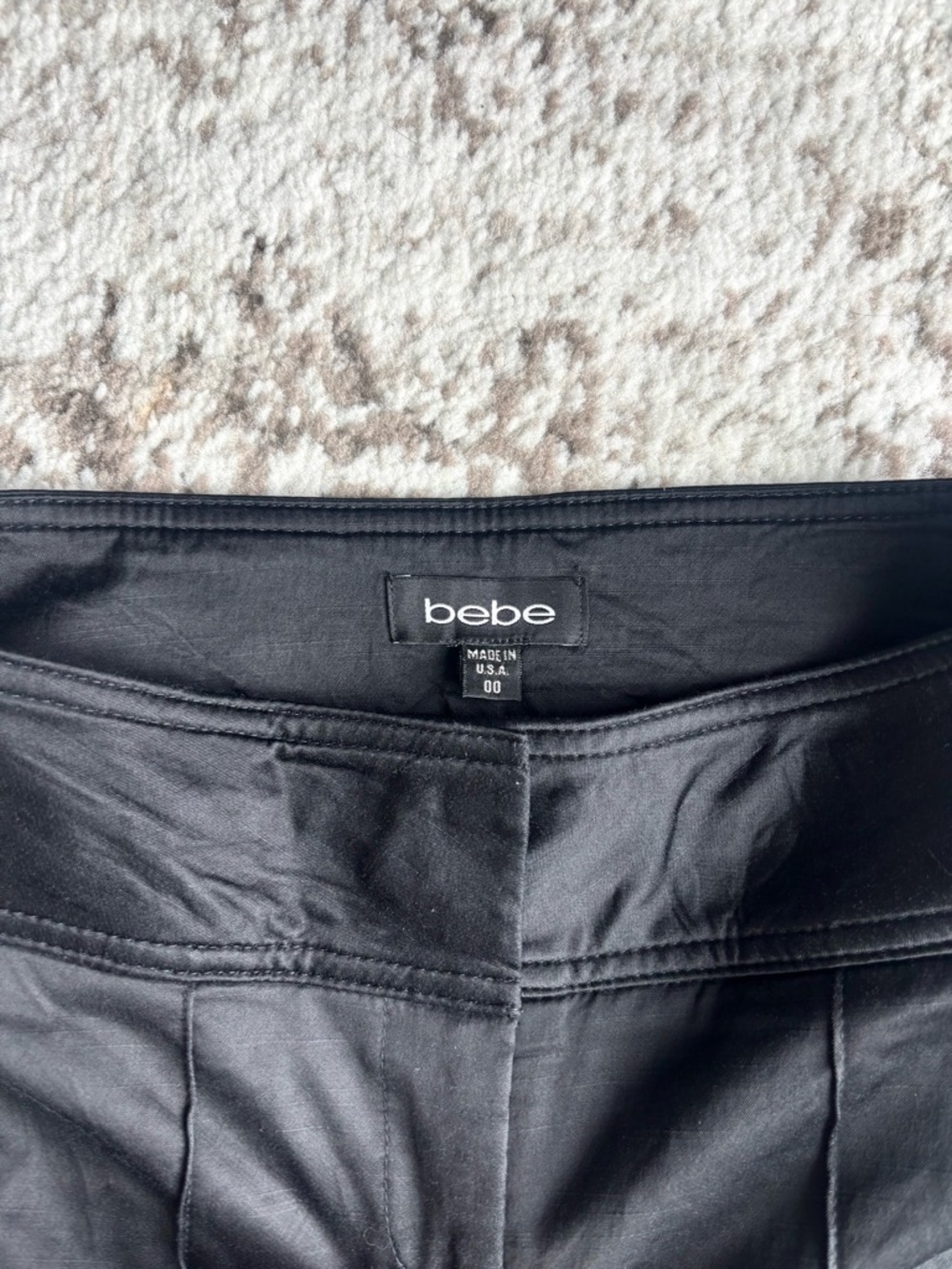 Vintage Y2K Bebe Low-rise Flare Satin Bell Bottom Black Trouser Pants - Picture 2 of 8